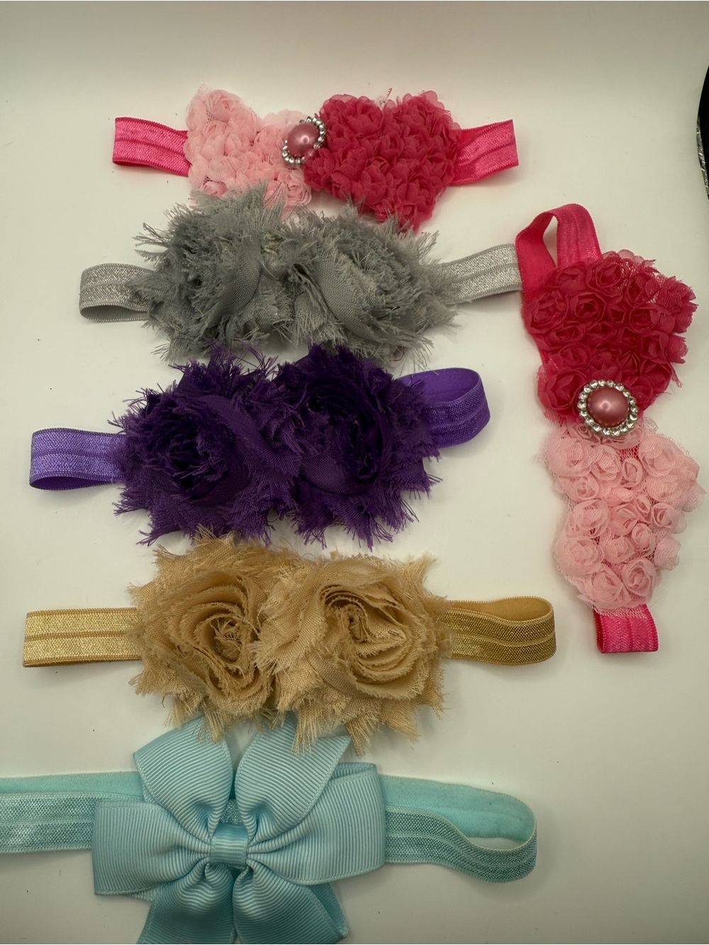 Multi-Pack Floral Kids Headbands — Pink, Light Pink, Gray, Purple, Gold, Blue